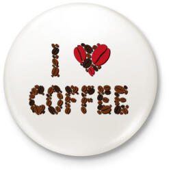 printfashion Szeretem a kávét- I love coffee - Kitűző, hűtőmágnes - Fehér (4372933)