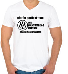 printfashion Kétféle VW Sofőr - Férfi V-nyakú póló - Fehér (1663553)