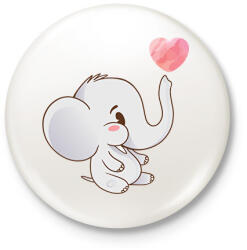 printfashion Cuki elefánt - Kitűző, hűtőmágnes - Fehér (6257805)
