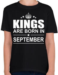 printfashion Kings are born in September - Gyerek póló - Fekete (391022)