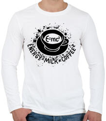 printfashion E=mc2, Energy=milkxcoffee2 - Férfi hosszú ujjú póló - Fehér (16741933)