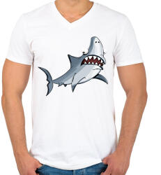 printfashion Cápa - Férfi V-nyakú póló - Fehér (10482242)