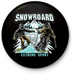 printfashion Snowboard extreme sport - Kitűző, hűtőmágnes - Fekete (6784948)