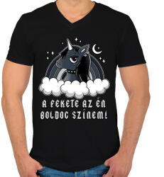 printfashion A fekete az én boldog színem! - Férfi V-nyakú póló - Fekete (16822040)