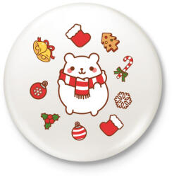 printfashion Boldog jegesmedve karácsonya - Kitűző, hűtőmágnes - Fehér (3078381)