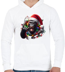 printfashion Vicces karácsonyi rocker party gorilla - Férfi kapucnis pulóver - Fehér (15250766)