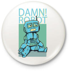 printfashion Damn Robot- - Kitűző, hűtőmágnes - Fehér (4129741)