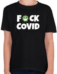 printfashion FUCK COVID 2 - Gyerek póló - Fekete (10442095)