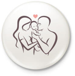 printfashion Boldog család - Kitűző, hűtőmágnes - Fehér (4667687)