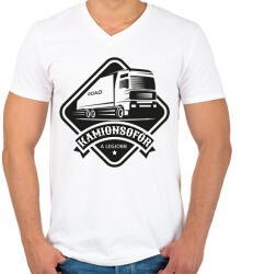 printfashion Kamionsofőr - A legjobb - Férfi V-nyakú póló - Fehér (6547117)