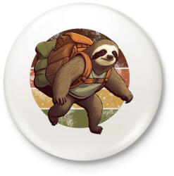 printfashion Túrázó lajhár - Kitűző, hűtőmágnes - Fehér (16615862)