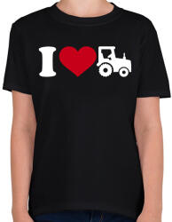 printfashion Traktor szerelem - Gyerek póló - Fekete (1194936)
