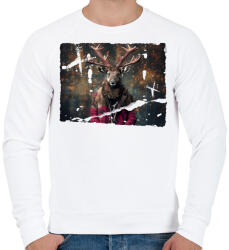 printfashion Karácsonyi rénszarvas - Férfi pulóver - Fehér (14723940)
