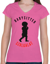 printfashion Babysitter, babysitter, szolgálat, szakmai - Női V-nyakú póló - Rózsaszín (1318557)