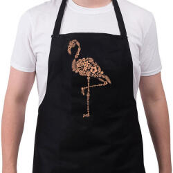 printfashion Flamingó virágokból - Kötény - Fekete (9433875)