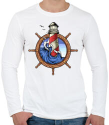 printfashion Világító torony - Férfi hosszú ujjú póló - Fehér (5192303)