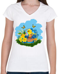 printfashion easter-2 - Női V-nyakú póló - Fehér (2344941)