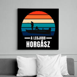printfashion A legjobb horgász - Vászonkép - Fekete (6657817)