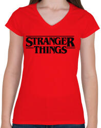 printfashion stranger things - Női V-nyakú póló - Piros (2144511)