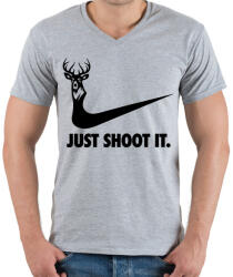 printfashion Just shoot it - Férfi V-nyakú póló - Sport szürke (1639874)