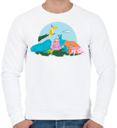 printfashion Állati party - Férfi pulóver - Fehér (6253362)