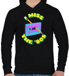 printfashion Hiányoznak a 80-as évek - Férfi kapucnis pulóver - Fekete (10654004)