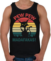 printfashion Pew pew madafakas cica - Férfi atléta - Fekete (6129221)