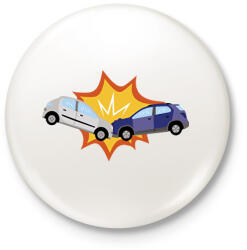 printfashion Kocsi ütközés - Kitűző, hűtőmágnes - Fehér (7654130)