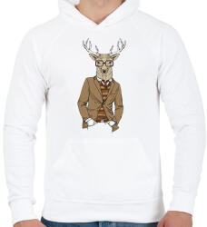 printfashion Hipster Deer - Férfi kapucnis pulóver - Fehér (1245864)
