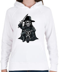 printfashion Biciklis Vendetta - Női kapucnis pulóver - Fehér (97744)