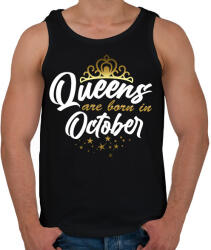 printfashion A királynők októberben születtek - Férfi atléta - Fekete (4520317)