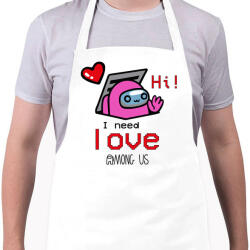 printfashion Among us - I need love - Kötény - Fehér (4915978)