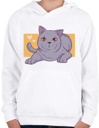 printfashion Szürke cica - Gyerek kapucnis pulóver - Fehér (13065791)