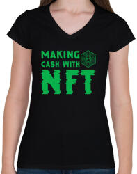 printfashion BITCOIN 4 EVER 36 - Női V-nyakú póló - Fekete (6108861)