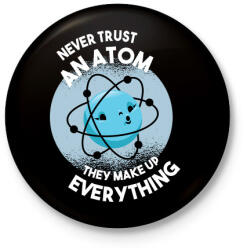 printfashion Atom - Kitűző, hűtőmágnes - Fekete (5091658)