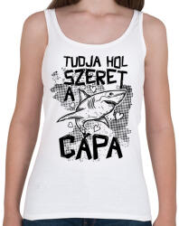 printfashion Tudja hol szeret a cápa - Női atléta - Fehér (16635475)