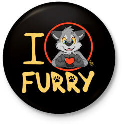 printfashion I Love Furry - Kitűző, hűtőmágnes - Fekete (5140426)