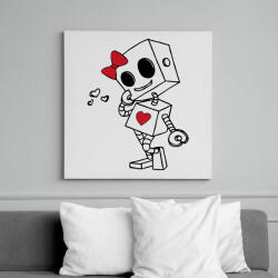 printfashion Szerelmes robot - női - Vászonkép - Fehér (15585900)