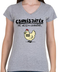 printfashion CSIRKÉS JÁTÉK - Női V-nyakú póló - Sport szürke (16655654)
