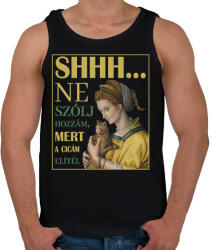 printfashion Shhh. . . ne szólj hozzám - Cicás - Férfi atléta - Fekete (7071823)
