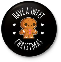 printfashion Have sweet Christmas - Kitűző, hűtőmágnes - Fekete (3100033)