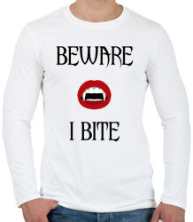 printfashion VAMPIRE - BEWARE I BITE - Férfi hosszú ujjú póló - Fehér (834666)
