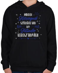 printfashion Minden Hercegnek - Keresztanya - Gyerek kapucnis pulóver - Fekete (12684040)