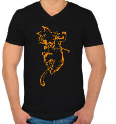 printfashion Son Goku - Férfi V-nyakú póló - Fekete (518024)