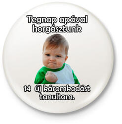 printfashion Apja fia horgászat - Kitűző, hűtőmágnes - Fehér (4777710)