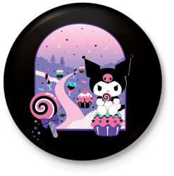 printfashion kuromi cupcake - Kitűző, hűtőmágnes - Fekete (14983602)
