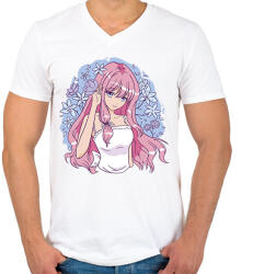 printfashion Anime csaj - Férfi V-nyakú póló - Fehér (13090248)