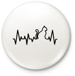 printfashion Cica szívverés - Kitűző, hűtőmágnes - Fehér (3074642)