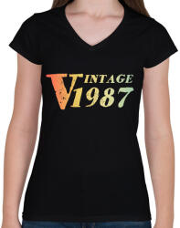 printfashion 1987 - Női V-nyakú póló - Fekete (12094880)