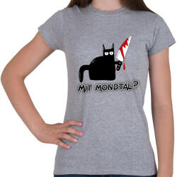 printfashion Cica késsel - Női póló - Sport szürke (14048958)